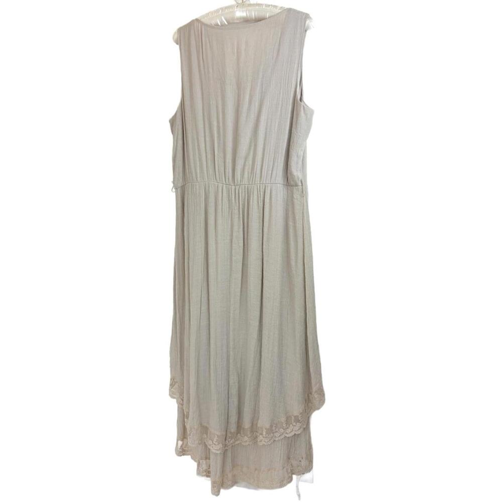 AGB Women’s 16 Beige Sleeveless Hi-Low Tiered Skirt Pleated Neck - Picture 4 of 8
